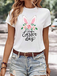 Women's Minimalist Printed Casual Round Neck Short Sleeved Shirt