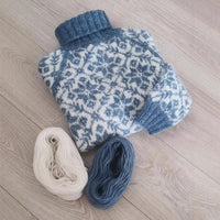 Autumn Winter Jacquard Pullover Elegant High Neck Knitted Sweater