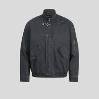 American Retro Autumn And Winter High-end Washed Vintage Design Stand-collar Casual Jacket