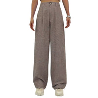High-waisted Plaid-print Straight-leg Pants
