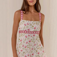 Casual Fashion Linen Printed Slip Dress