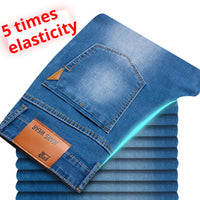 Autumn Super-stretch Thin Elastic Jeans Men's Loose Straight Men