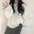 Slit Hemline At Hem Loose Sweater Round Neck Pullover Top Women