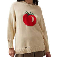 Women's Round Neck Sweater Loose-fitting Long Sleeve Sweater