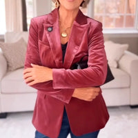 Gold Velvet Elegant Slim Fit Small Business Suit Coat