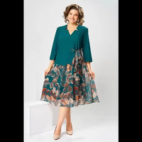 Short-sleeve V-neck Dress With A Unique Print