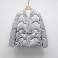 Casual Autumn And Winter Minimalist Chinese-style Solid Color V-neck Loose Jacket