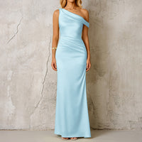 Slant-shoulder Figure-hugging Slimming Sexy And Elegant One-shoulder Dress