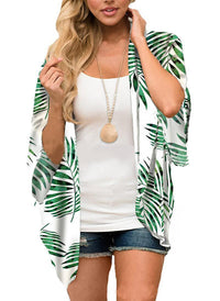 New Beach Bikini Sun Protective Blouse Vacation Chiffon Printed Cardigan