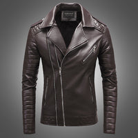 Men's Leather Jacket With Fleece Warm Lapel