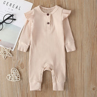 Baby Casual Rompers Jumpsuit Children's New Baby Sunken Stripe Girls' Long-sleeved Jumpsuit