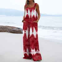 Loose-fit Jumpsuit With Printed Patchwork And Pockets