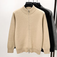 Men's High-end Stand Collar Knitted Zipper Cardigan Thickened
