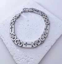 Stainless Steel Cross-link Flat-link Chain Handcrafted Chain Bracelet Necklace, And Accessory