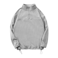 New Loose Drawstring Fleece-lined Half Zipper Sweater