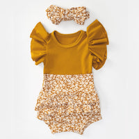 Summer Baby Girl Flounced Sleeve Triangle Rompers Suit
