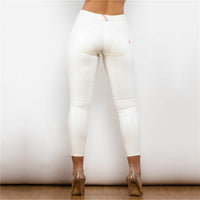 Shascullfites Melody White Leather Butt Lifting Pants Metallic Leather Jeans Woman Silver Leggings Push Up Shaping Pants