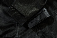 Men's Split Splicing Solid Color Loose Standing Collar Leather Jacket