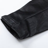 Loose Casual Deconstructing Patchwork Stand-up Collar PU Leather Jacket Coat