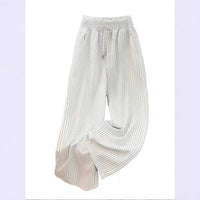 Versatile Vertical-striped Wide-leg Pants