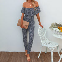 Wrap Breast Jumpsuit Women's Leopard Print
