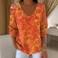 V-neck Long-sleeved Sweater Autumn And Winter 3D Printing Fashion Women's Wear