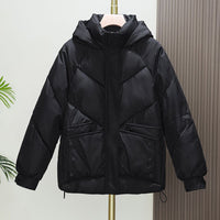 Womens Loose Padded Short Hooded Bread-Style Cotton Jacket