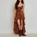 Women's Fashion Vintage Irregular Dress With Ruffled Hem
