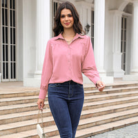 Solid Color Loose Long Sleeves Women's Shirt