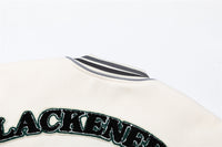 Towel Embroidered Rugby Pattern Leather Sleeve Stitching Jacket Coat
