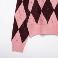 Rhombus Jacquard Round Neck Knit Casual Coat