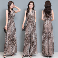 New V-neck High Waist Waistcoat Leopard Print Jumpsuit For Women
