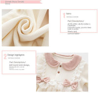 Baby Girl Bow Fleece-lined Jumpsuit
