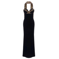 Leopard-print Ribbon-spliced Velvet Tube Dress