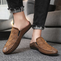 Men's Half Slippers Gommino Trendy Heel-free Men's Shoes Casual Lazy Slippers Gommino Semi Slippers
