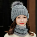 Fleece Knitted Hat Twist Wool One Size