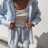 Fashionable Casual Lace-trimmed Shirt And Shorts Set For Women