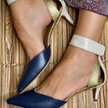 Middle Heel Fine Heel Color Matching Matching Hollowed Sandals