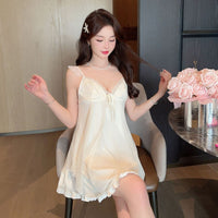 Padded Strap Nightdress Beautiful Back Mesh Lace Pure Desire Style Home Wear