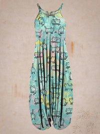 Printed Harem Hanging Crotch Jumpsuit