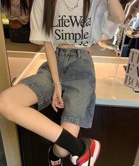 Retro Women's Elastic Waist Summer Denim Shorts