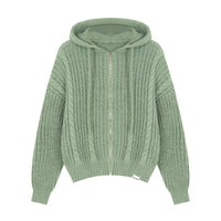Idle Style Twist Knitted Hooded Sweater