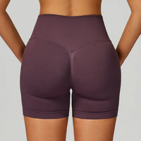 Seamless Yoga Contrast Color Binding High Waist Tight Shorts