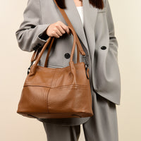 Women's Soft Leather Commuter Tote Bag Simple Shoulder Messenger Bag