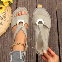Plus-size Fish-mouth Wedge Sandals With A Jute Sole And Elastic Strap