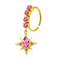 Heart-shaped Nose Ring With Five-star Butterfly Leaves