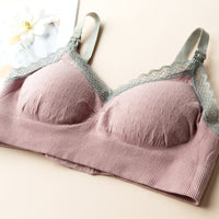 Pregnant Women's Wireless Lace Plus Size Front Buckle Nursing Bra