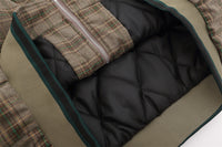 American Retro Plaid Baseball Stand Collar Coat Cotton-padded Jacket