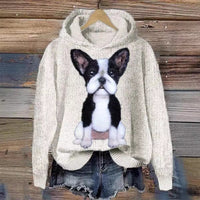 Thick Needle Fabric Women's Hooded Sweater Simple Style