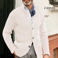 Fashion Men's Casual Long-sleeved Knitted Cardigan Stand Collar Sweater